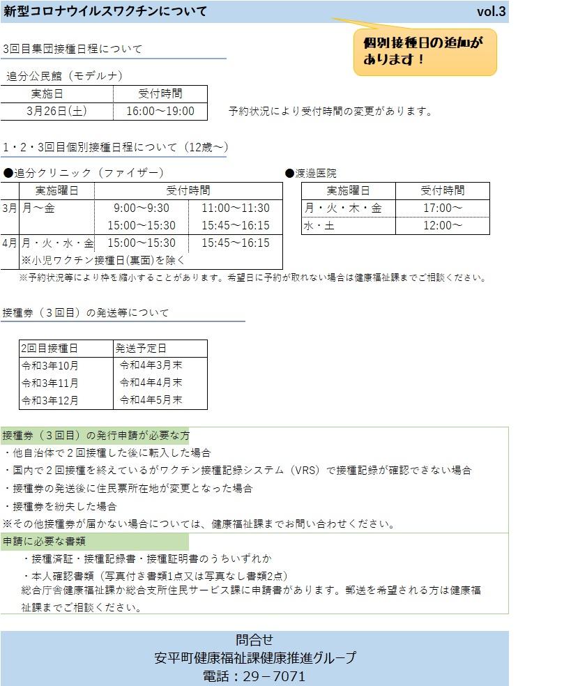 ３回目接種について