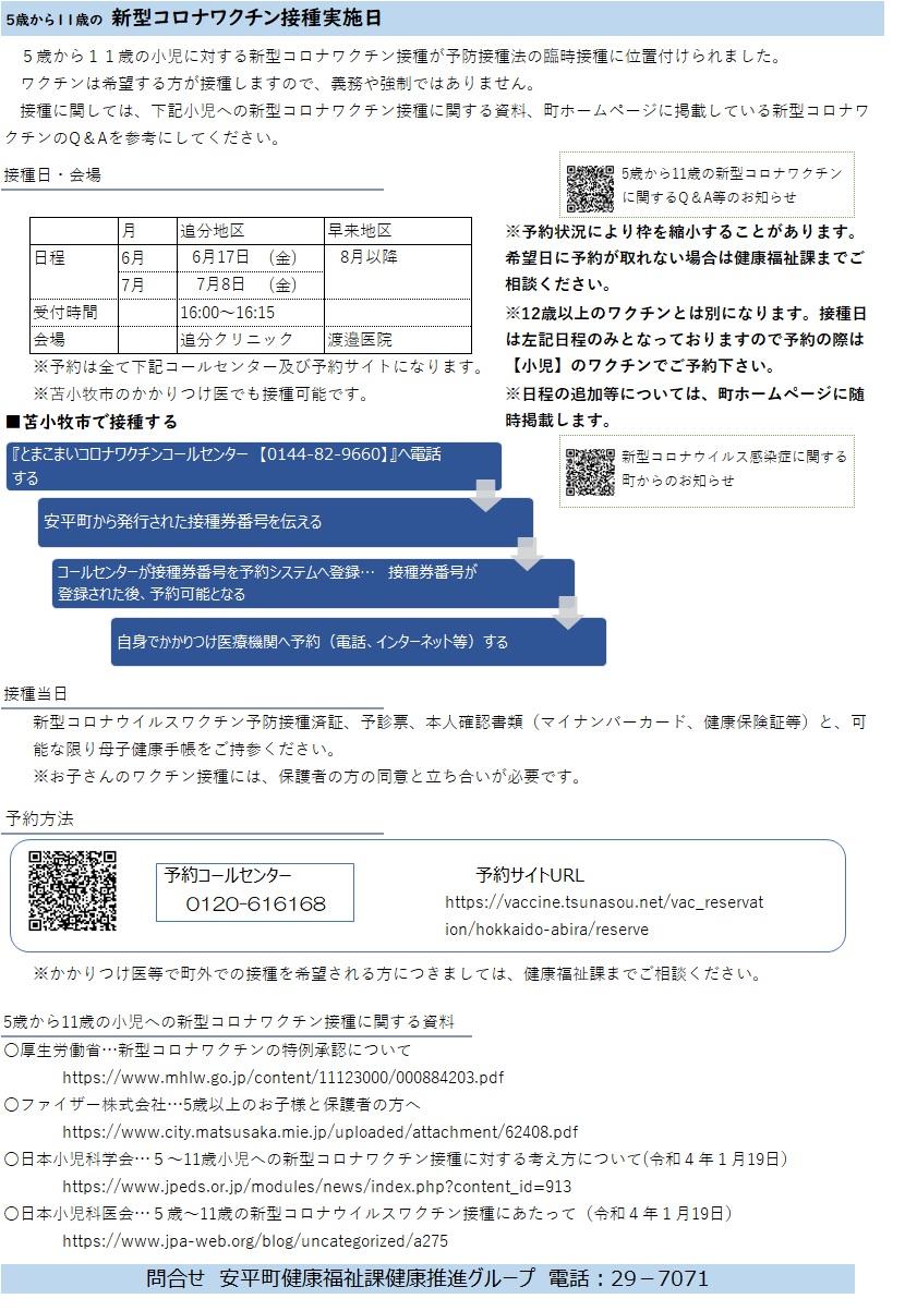 5歳から11歳ワクチン接種日程6.7月