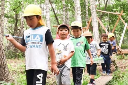 つり橋を渡る子供たち